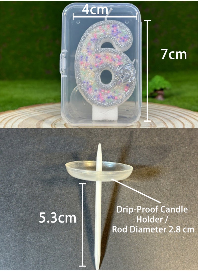 l&wen Number Birthday Candle, Silver Flower Number Cake Candles for Birthday, Weddings, Anniversaries and Theme Party Decorations 7cm (Number 9)  - Image 4