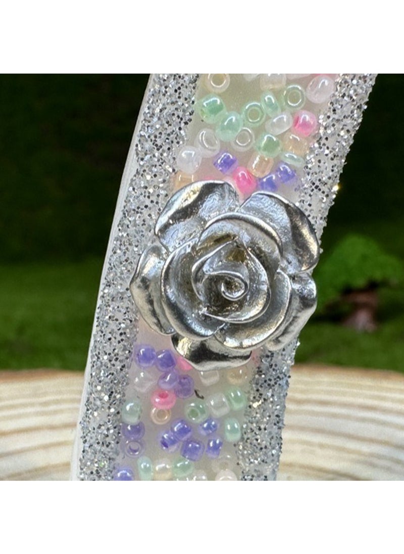 l&wen Number Birthday Candle, Silver Flower Number Cake Candles for Birthday, Weddings, Anniversaries and Theme Party Decorations 7cm (Number 9)  - Image 3