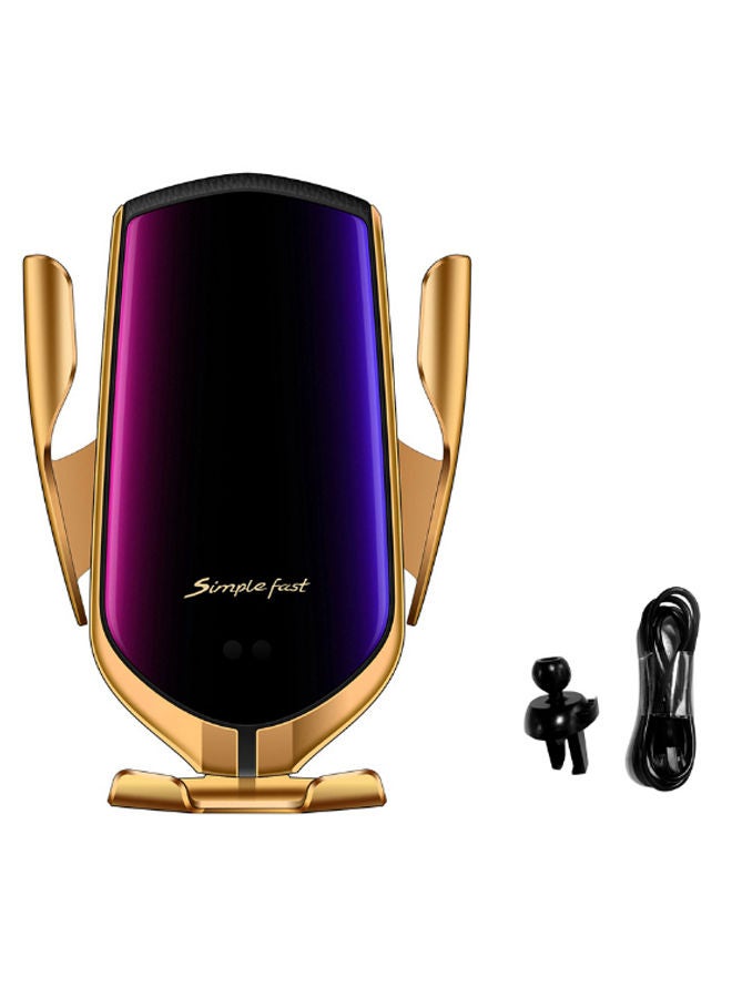 NIBEMINENT R2 Infrared Sensor Vehicle-Mounted Wireless Charger With Cable And Bracket Gold/Black/Purple - Image 1