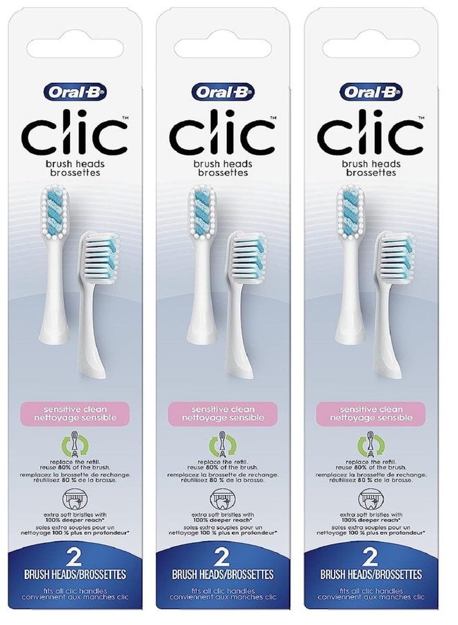 Oral-B Clic Toothbrush Sensitive Clean Replacement Brush Heads, White, 2 Count (Pack of 3