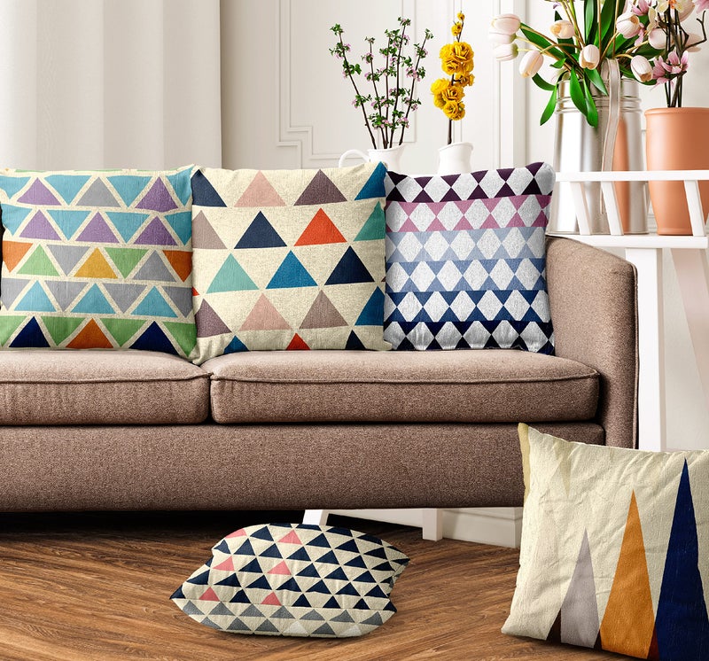 Ultimate Trends Premium Polyester Digital Modern Printed 200 TC Cushion Cover For Living Room Couch Bed Single Sofa Set Of 5 (20 X 20 Inches, Abstract Ivory) - Image 1