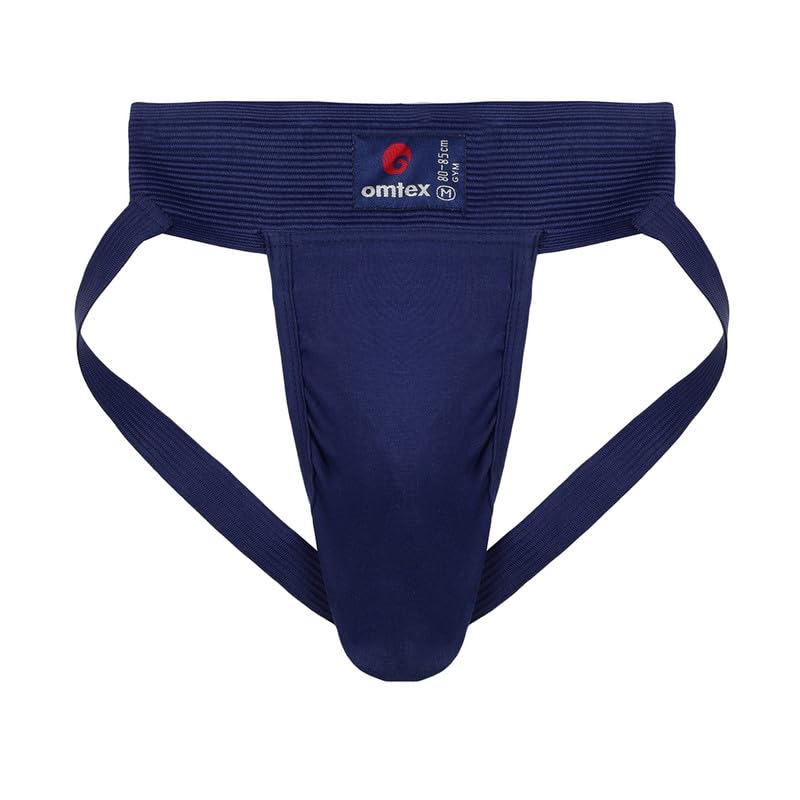 omtex Men's Athletic Gym Cotton Stretchable Supporter Jockstraps with Cup Pocket, Ideal for Workout and Sports Quick Dry Moisture Wicking Underwear (Pack of 2) Navy - Grey, Large - Image 4