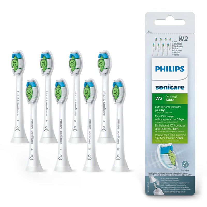 Sonicare رؤوس فرشاة فيليبس سونيكير وايتنينغ المثالية (متوافقة مع جميع مقبضات فيليبس سونيكير)، 8 قطع (عبوة من 1) - Image 1