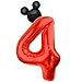 LEBERY Mouse Number 4 Balloon 40 Inch Red Number 4 Balloon Mini Mouse Head Balloon for 4th Birthday Party Black Red Large Number 4 Foil Balloon for Baby Shower Anniversary Supplies Decorations - Image 3