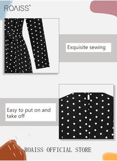 roaiss Women's Long Sleeve Vintage Polka Dot Robe Long Skirt Fashion Belt Large Hem Islamic Muslim Clothing  - Image 4