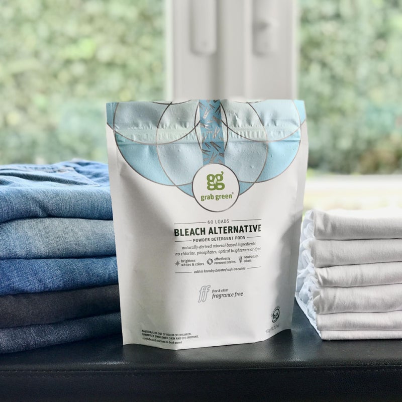 Grab Green Bleach Alternative Pods, 60 Count, Chlorine Free, Fragrance Free, Plant and Mineral Based, Laundry Booster to Brighten Whites, Removes Stains, Neutralizes Odors - Image 5