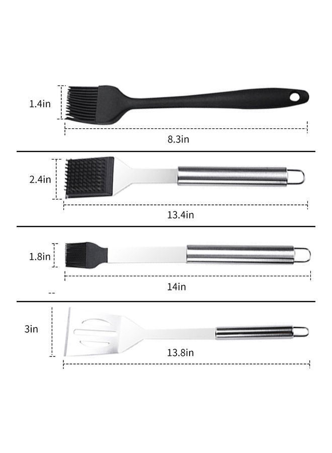 NIBEMINENT BBQ Grill Tools Set Heavy Duty Stainless Steel Barbecue Pastry Baking Utensils Kicthen Cooking Food Accessories Kit with Storage Case multicolour 38.5*5*10.5cm - Image 5