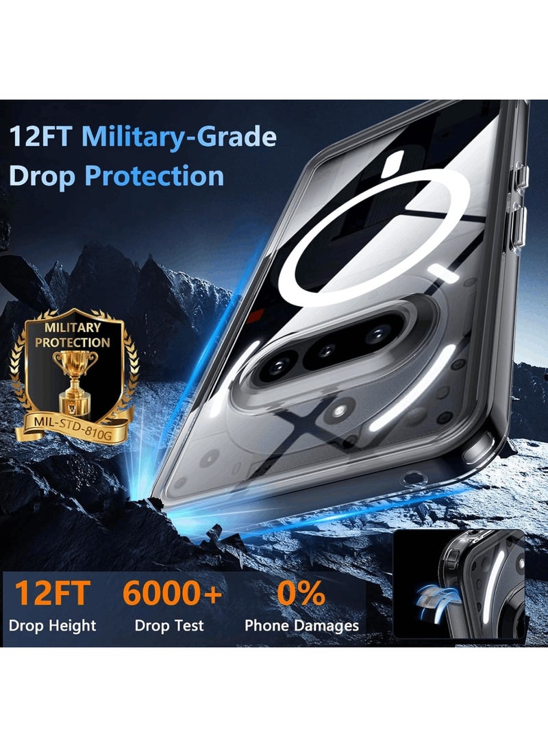 Aookay Magnetic for Nothing Phone 3a Pro Case, [Not-Yellowing] Mil-Grade Protection Shockproof Protective Phone Cover Case for Nothing Phone 3a Pro (Clear) - Image 3