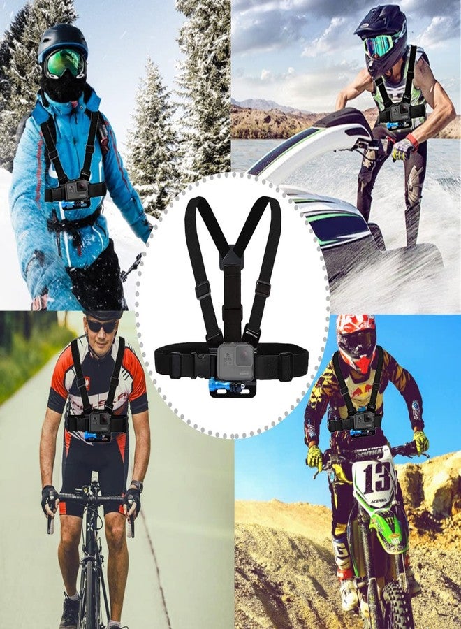 مي بريميوم حزام صدر MiPremium مع حامل صدر وحزام رأس لكاميرات GoPro Hero 13 و12 و11 و10 و9 و8 Max وGoPro Hero 7 و6 و5 و3 و4 Session، باللونين الأسود والفضي، بالإضافة إلى مجموعة ملحقات DJI Osmo وAKASO لكاميرات الحركة. - Image 4