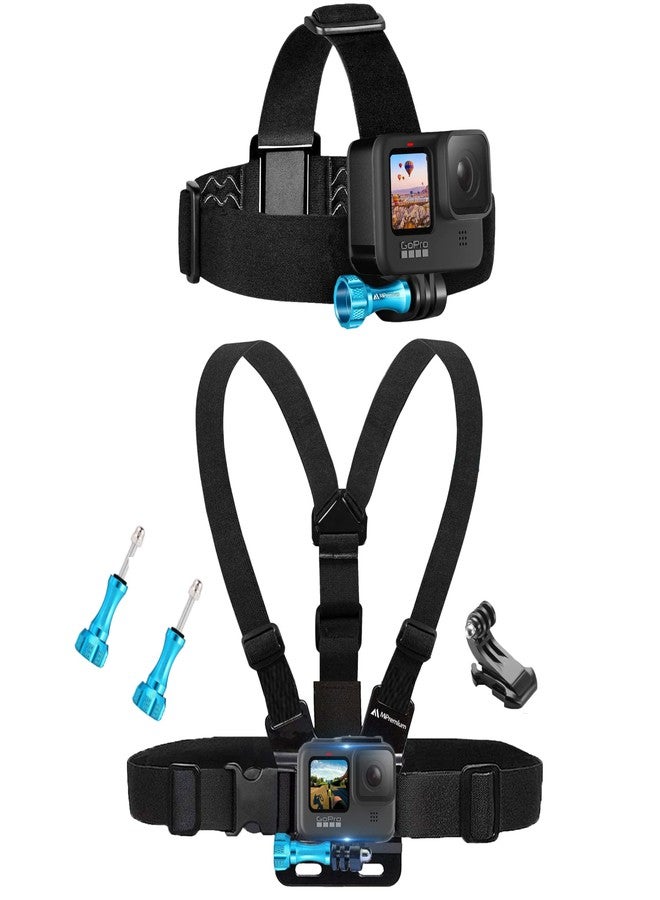 مي بريميوم حزام صدر MiPremium مع حامل صدر وحزام رأس لكاميرات GoPro Hero 13 و12 و11 و10 و9 و8 Max وGoPro Hero 7 و6 و5 و3 و4 Session، باللونين الأسود والفضي، بالإضافة إلى مجموعة ملحقات DJI Osmo وAKASO لكاميرات الحركة. - Image 1