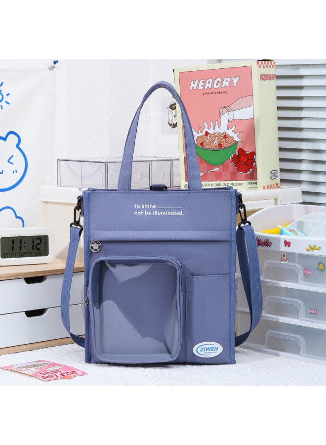 Large Capacity OxFord Cloth Waterproof Crossbody Bag Durable Korean Style Art Bag For Primary School Students Children Backpack Mend-up Bag-Color:Blue [fabric Upgraded And Thickened] - Image 1