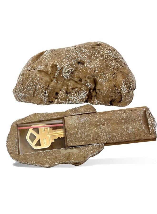PANGAEA Hide-a-Spare-Key Fake Rock - Looks & Feels Like Real Stone - Safe for Outdoor Garden or Yard, Geocaching (Type-B Brown, 1 Pack) - Image 1