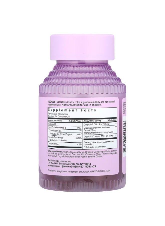 Lemme Focus, Concentration Gummies, Strawberry, 50 Gummies - Image 2