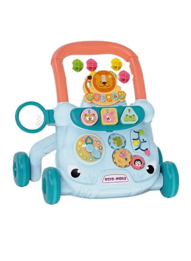 Vinnatsu - Vinnatsu 2-In-1 Multifunctional Baby Walker Multifunctional Push Walker Baby Anti-rollover Walker, Multifunctional Game Panel Toy For Boys And Girls Blue - Image 1