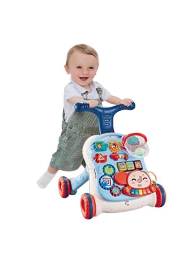 Vinnatsu - Vinnatsu 2-In-1 Multifunctional Baby Walker Multifunctional Push Walker Baby Anti-rollover Walker, Multifunctional Game Panel Toy For Boys And Girls Blue - Image 1