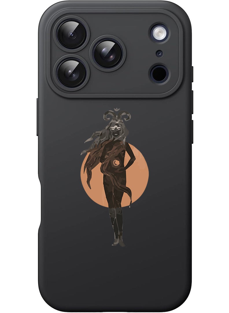 Theodor Protective Slim Fit Case Liquid Silicone Cover with Full Body Protection Anti-Scratch Shockproof Case For Apple iPhone 17 Pro Max (Black) aries - Image 1