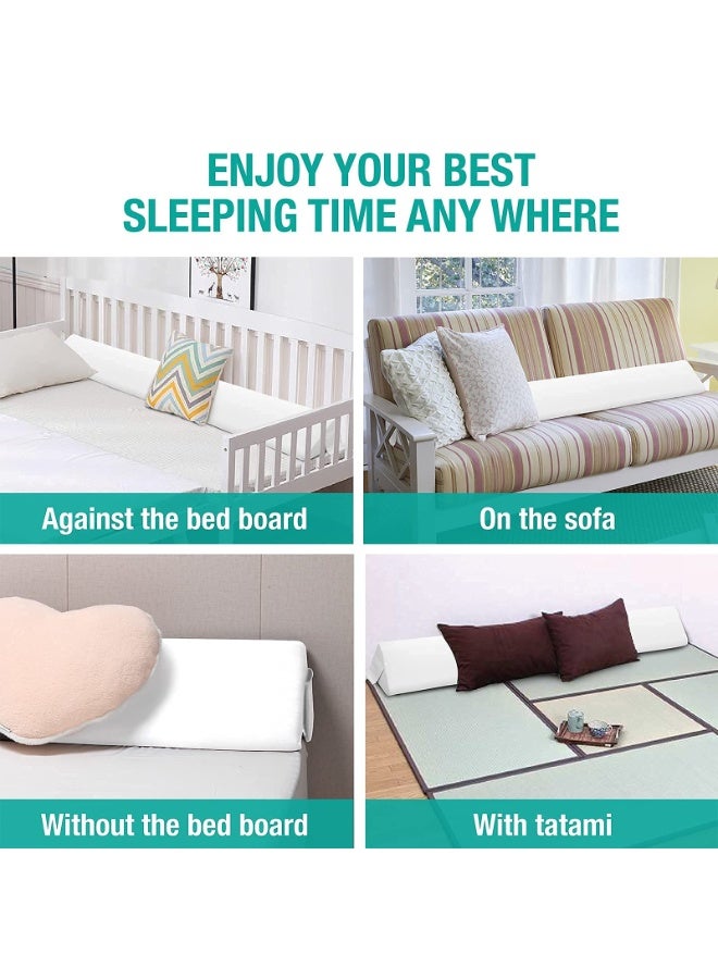 NIBEMINENT King Bed Wedge Pillow for Headboard Gap/Bed Gap Filler/Mattress Wedge to Fill 0-6" Gap Between Headboard and Mattress (White 76"x10"x6")  - Image 2