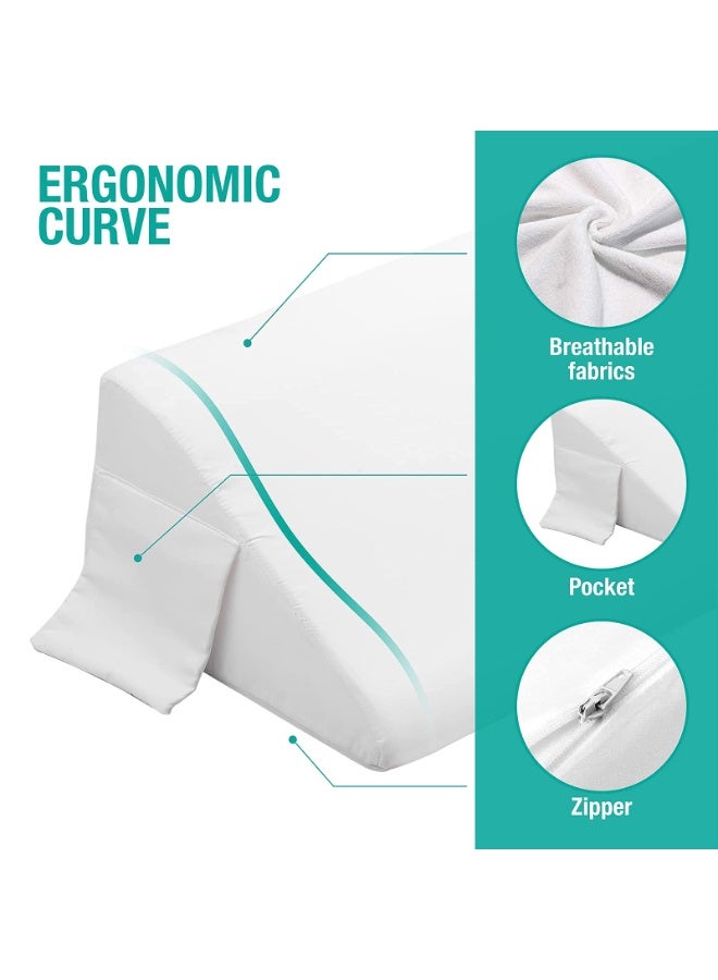 NIBEMINENT King Bed Wedge Pillow for Headboard Gap/Bed Gap Filler/Mattress Wedge to Fill 0-6" Gap Between Headboard and Mattress (White 76"x10"x6")  - Image 3