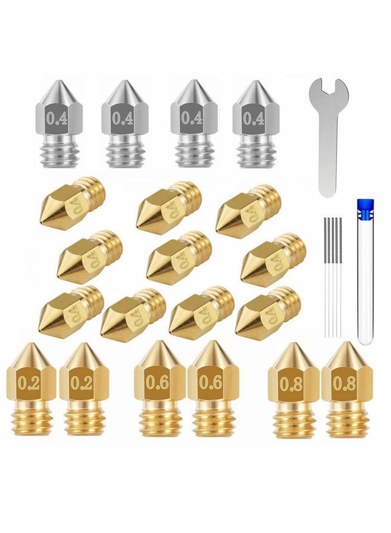 26 PCS 3D Printer Nozzles Cleaning Kit, MK8 3D Printer Extruder Nozzles Compatible with Creality Ender 3 pro-Ender 5 pro-CR 10 and so on Band Cleaning Needles, 3D Printer Nozzle Wrench - Image 1