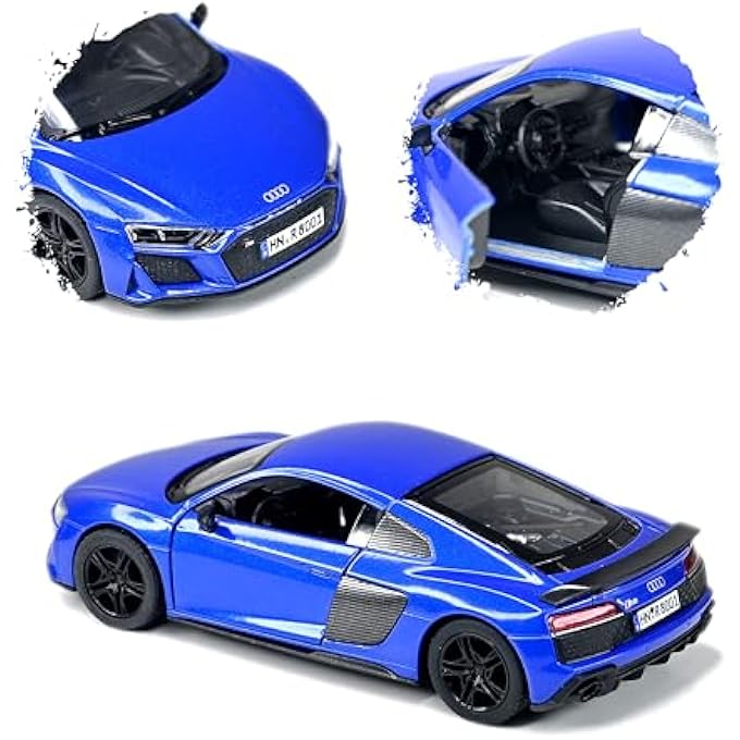 1:36 SCALE DOOR OPENABLE PULL BACK ACTION ALLOY METAL R8 COUPE 2020 MODEL DIECAST COLLECTIBLE CAR TOY FOR CHILDREN AND ADULTS (BLUE) - Image 2