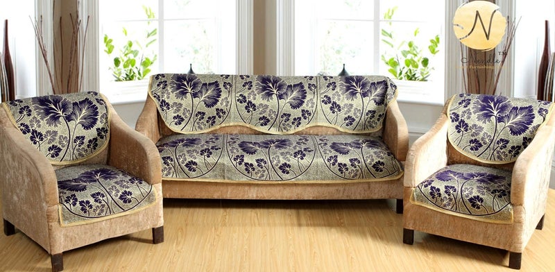 Nendle Poly Cotton Sofa Cover Set of 3+1+1 Seater (Pack of 6) - Image 1