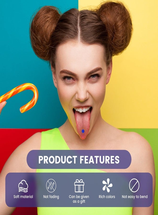 YUEWEESER حلقات لسان بلاستيكية شفافة من يوويزر، 48 قطعة، مقاس 14G، طول 16 مم، أكريليك، تتوهج في الظلام، قضبان مستقيمة مرنة، مجوهرات ثقب الحلمة للنساء والرجال، حلقات ثقب اللسان والحلمة لعيد الميلاد والهالوين - Image 5