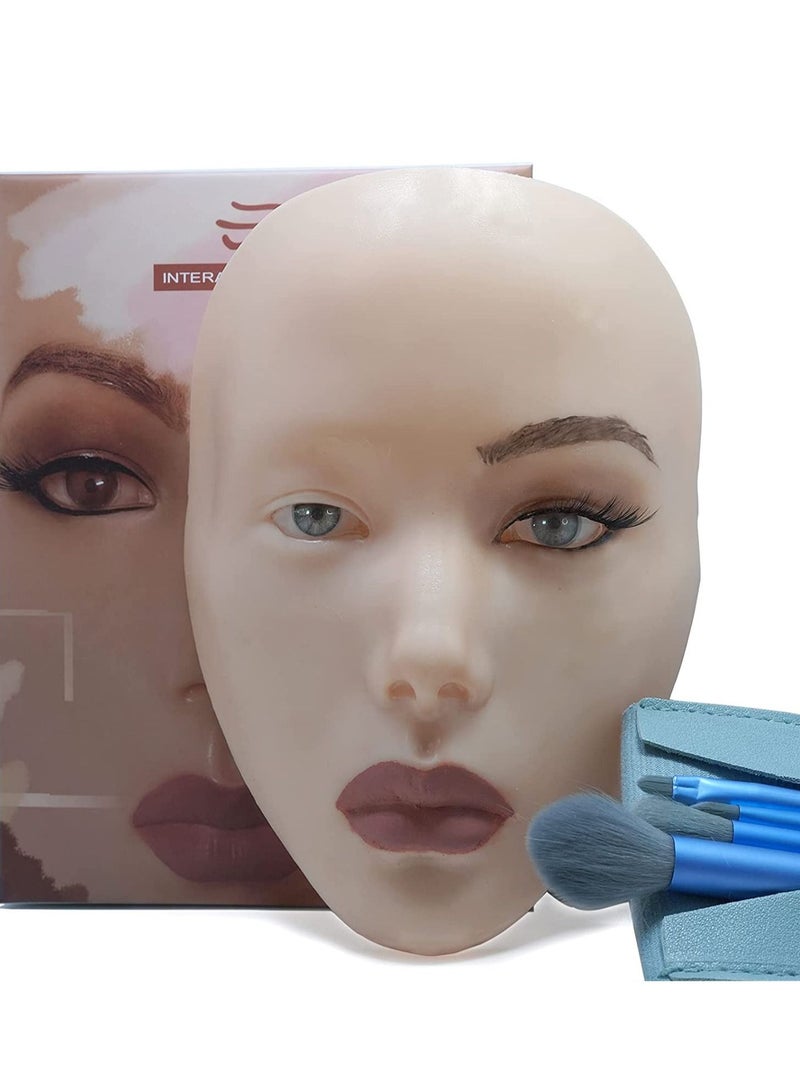 Generic 3D Face Palette for Makeup Practice, Silicone Face Mannequin Reusable for Beginners for Eyes, Face and Eyes Makeup Practice (Full Face Palette, White)  - Image 1