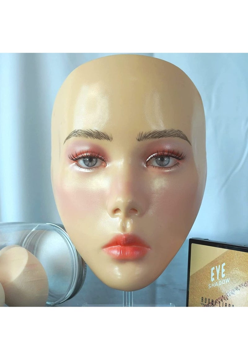 Generic 3D Face Palette for Makeup Practice, Silicone Face Mannequin Reusable for Beginners for Eyes, Face and Eyes Makeup Practice (Full Face Palette, White)  - Image 4