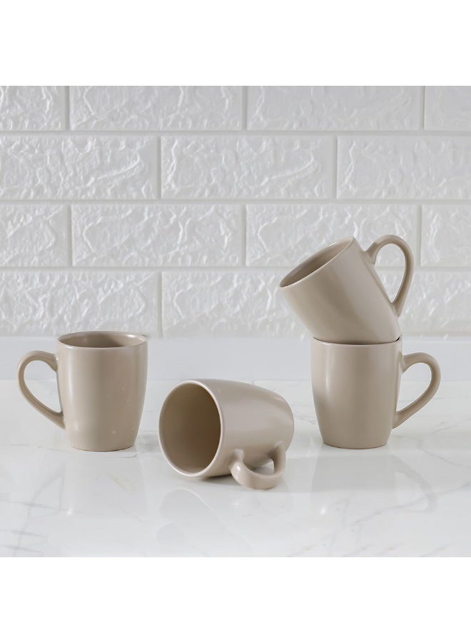 DANUBE HOME Apollo 4-Piece Mug Set - Light Brown Stoneware, 350 ml - Durable, Chip-Resistant, Dishwasher & Microwave Safe - Ideal for Coffee, Tea & Everyday Use - Image 1