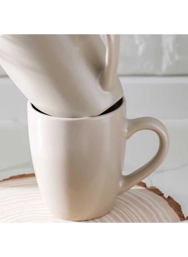 DANUBE HOME Apollo 4-Piece Mug Set - Light Brown Stoneware, 350 ml - Durable, Chip-Resistant, Dishwasher & Microwave Safe - Ideal for Coffee, Tea & Everyday Use - Image 3