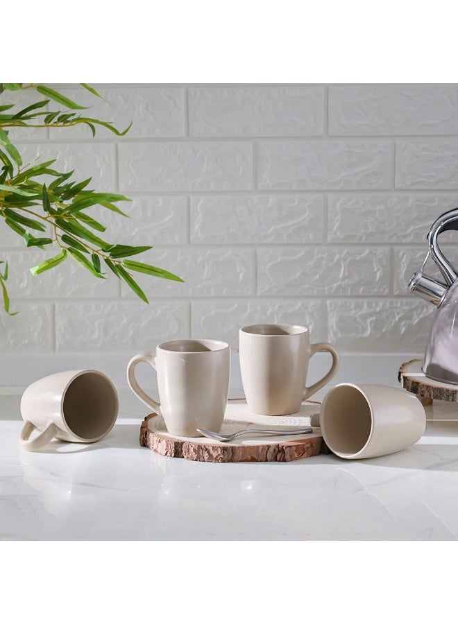 DANUBE HOME Apollo 4-Piece Mug Set - Light Brown Stoneware, 350 ml - Durable, Chip-Resistant, Dishwasher & Microwave Safe - Ideal for Coffee, Tea & Everyday Use - Image 4