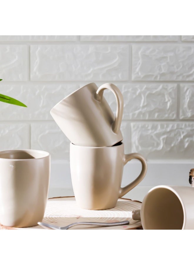 DANUBE HOME Apollo 4-Piece Mug Set - Light Brown Stoneware, 350 ml - Durable, Chip-Resistant, Dishwasher & Microwave Safe - Ideal for Coffee, Tea & Everyday Use - Image 2