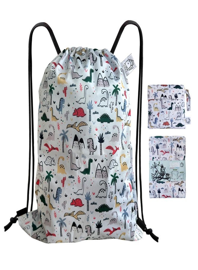 FLOCK THREE Leakproof Drawstring Backpack Sports Gym Bag Large Capacity With Pocket for Sports Gym Travel Swimming Beach (Dinosaur) - Image 1