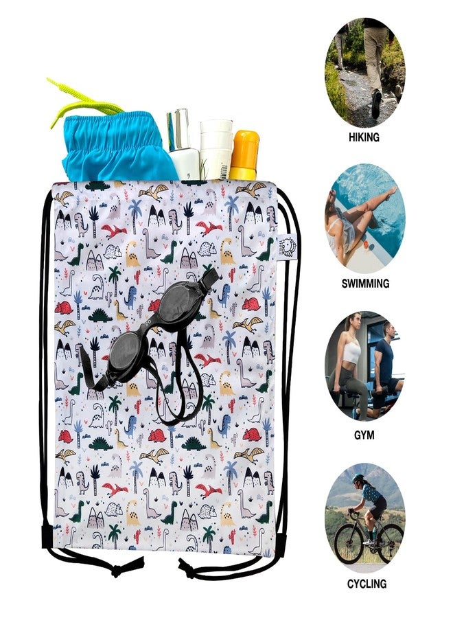 FLOCK THREE Leakproof Drawstring Backpack Sports Gym Bag Large Capacity With Pocket for Sports Gym Travel Swimming Beach (Dinosaur) - Image 3