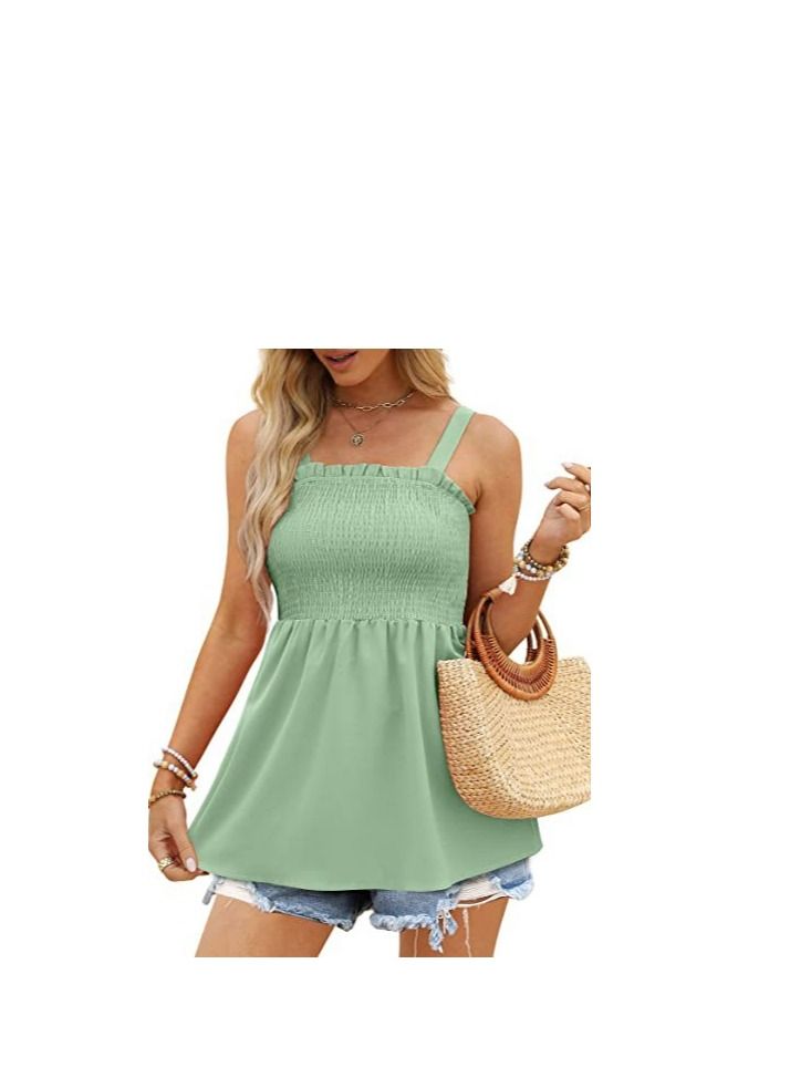 Loquat Women's Fashion Suspender Lotus Edge Leaf Pleated Vest 