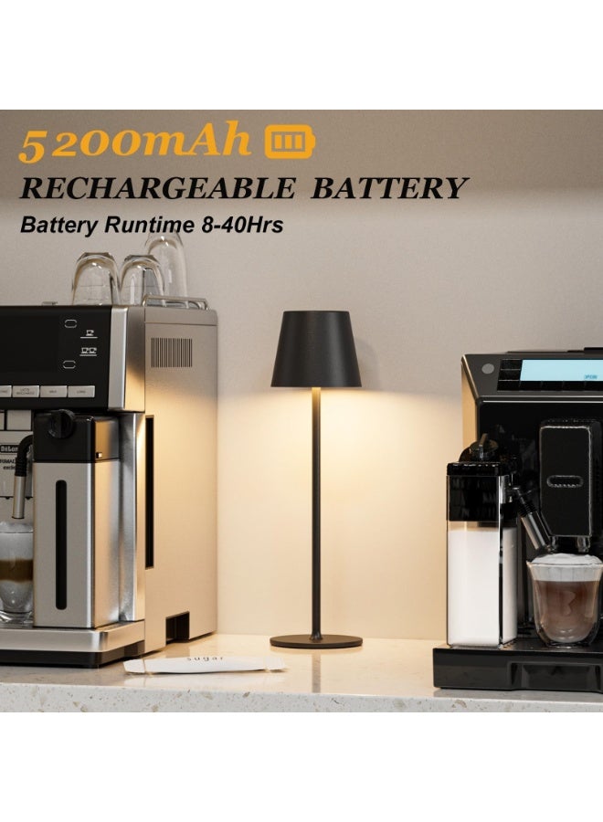 Zarra Traders Cordless Table Lamp, Portable LED Desk Lamp, 5200mAh Rechargeable Battery, 3 Color Stepless Dimming Up, for Restaurant/Bedroom/Bars/Outdoor Party/Camping/Coffee Shop Atmosphere Night Light(Black) - Image 2