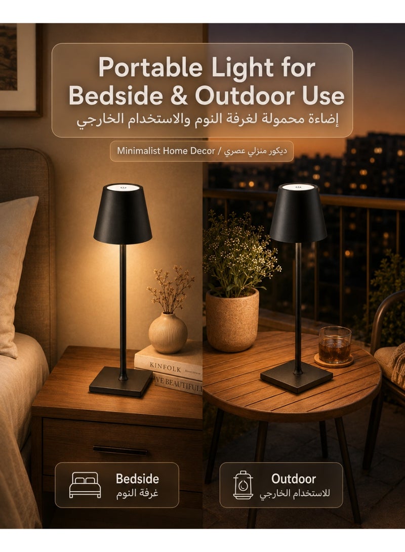 Zarra Traders Cordless Table Lamp, Portable LED Desk Lamp, 5200mAh Rechargeable Battery, 3 Color Stepless Dimming Up, for Restaurant/Bedroom/Bars/Outdoor Party/Camping/Coffee Shop Atmosphere Night Light(Black) - Image 4