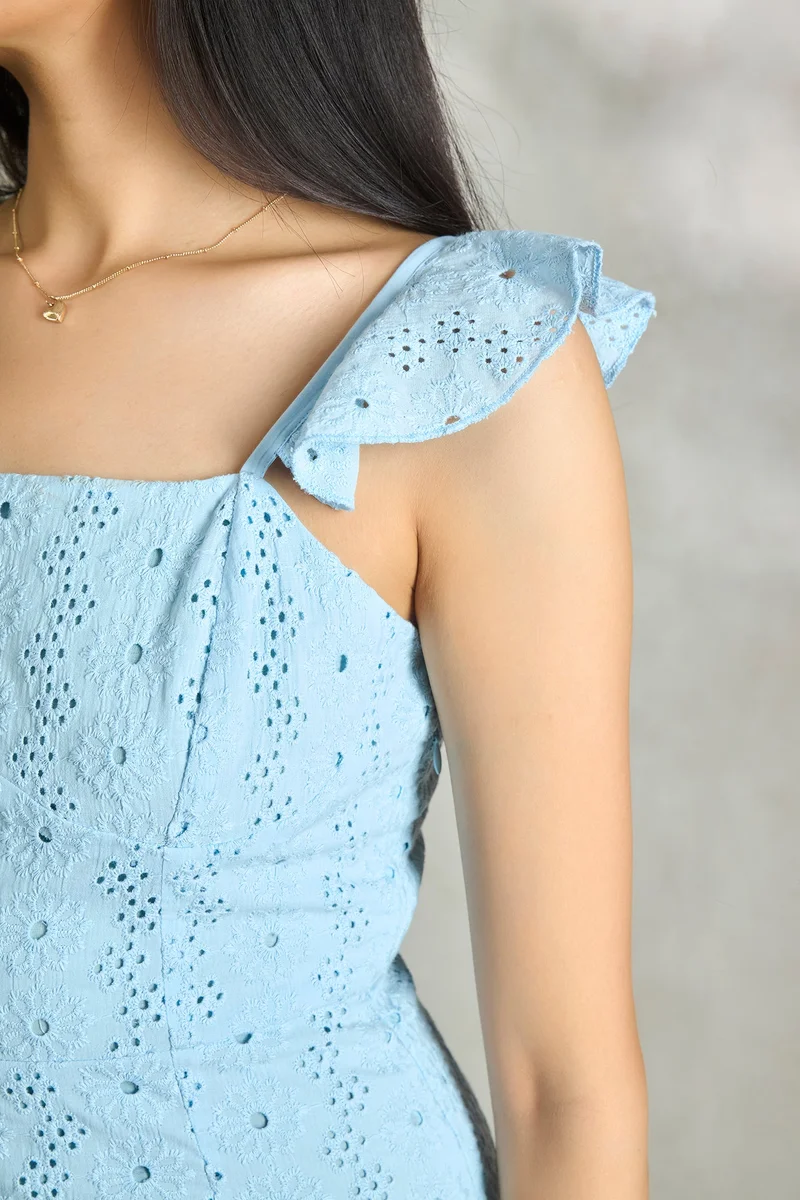 فيرجيو Cotton Schiffli Daywear Skater Dresses for Women