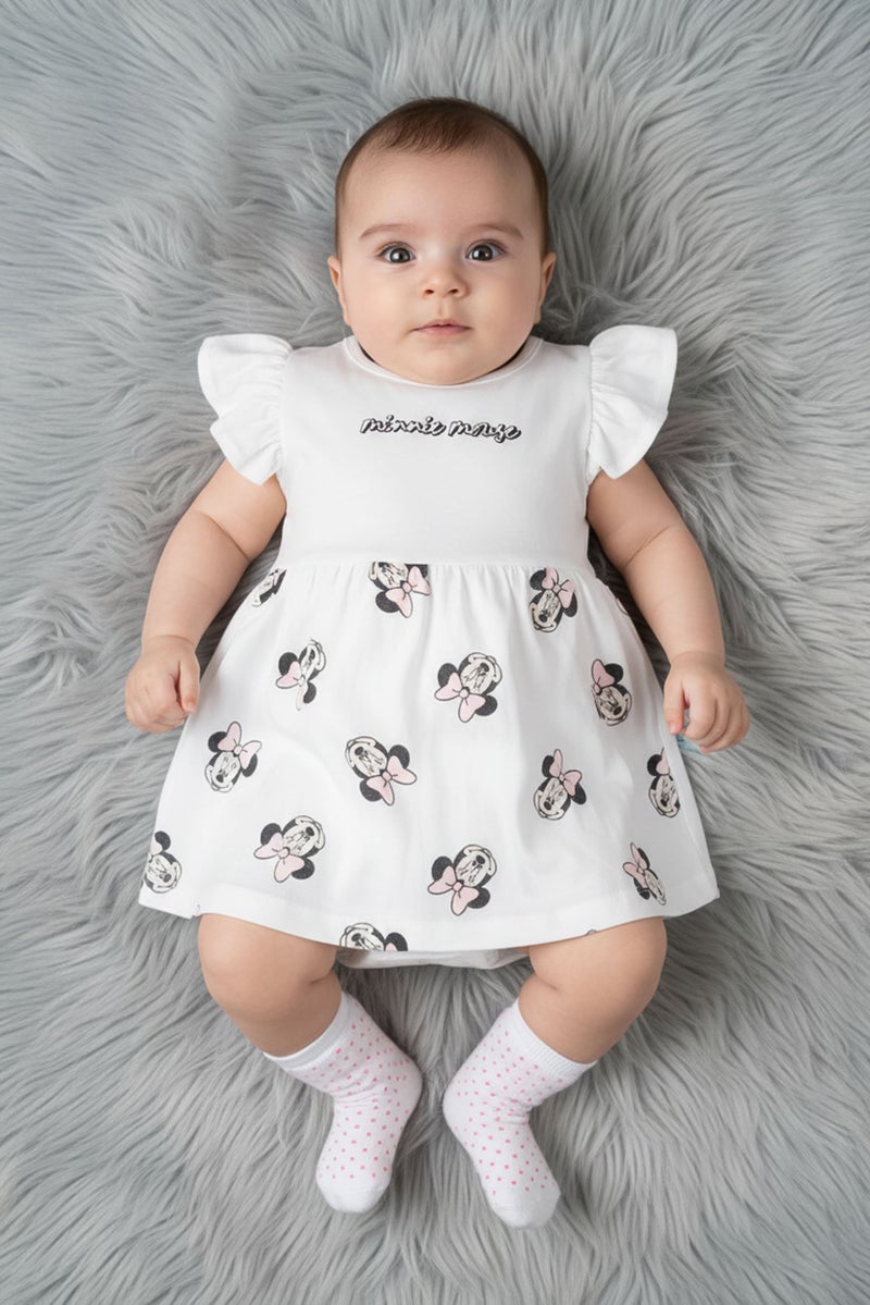Disney Baby Toddlers Girl Graphic Print Dress, White - Image 1