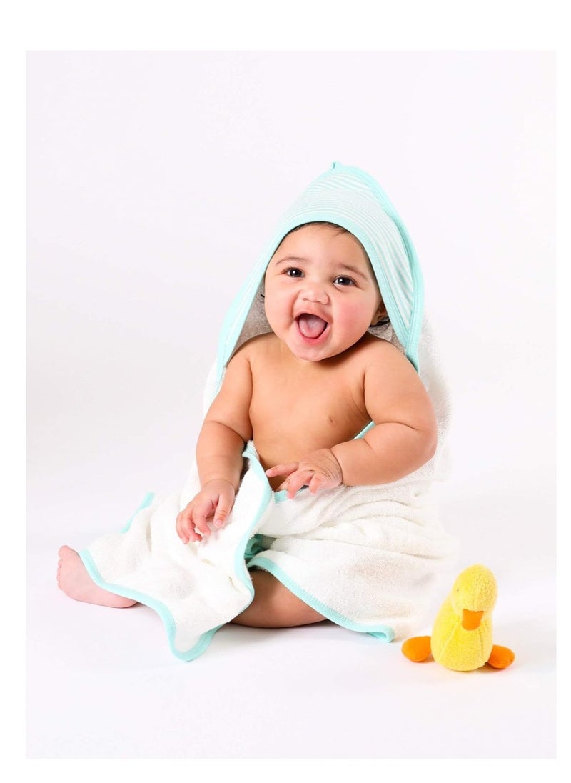 Under the Nile - Under the Nile Organic Cotton Super Soft Baby Deluxe Hooded Towel Striped- Super Absorbent Baby Bath Shower Towel for Sensitive Skin Baby - Image 1