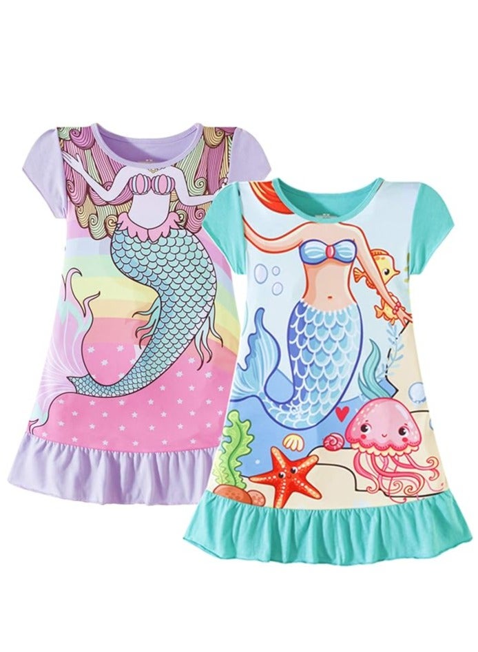 CALL PLAY Nightgowns for Girls Kids Pajamas Princess Dress Sleepwear Night Gown 3-10 Years - Image 1