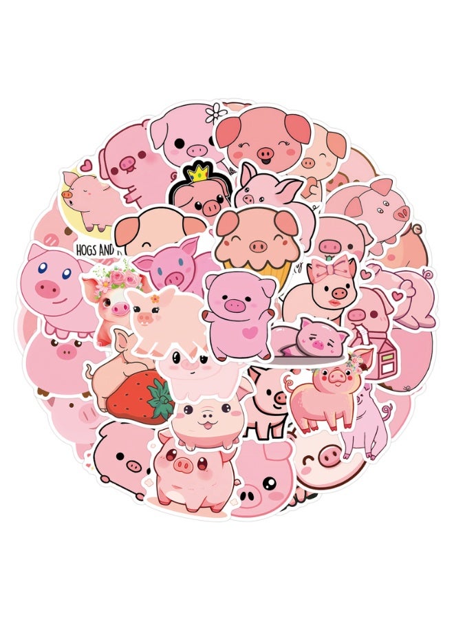 NIBEMINENT 55 Pcs Pink Pig Deco Kit Waterproof Stickers, High Definition Printing Bright Colors, Suitable for Laptop Skateboard Luggage Water Bottle Guitar DIY - Image 2