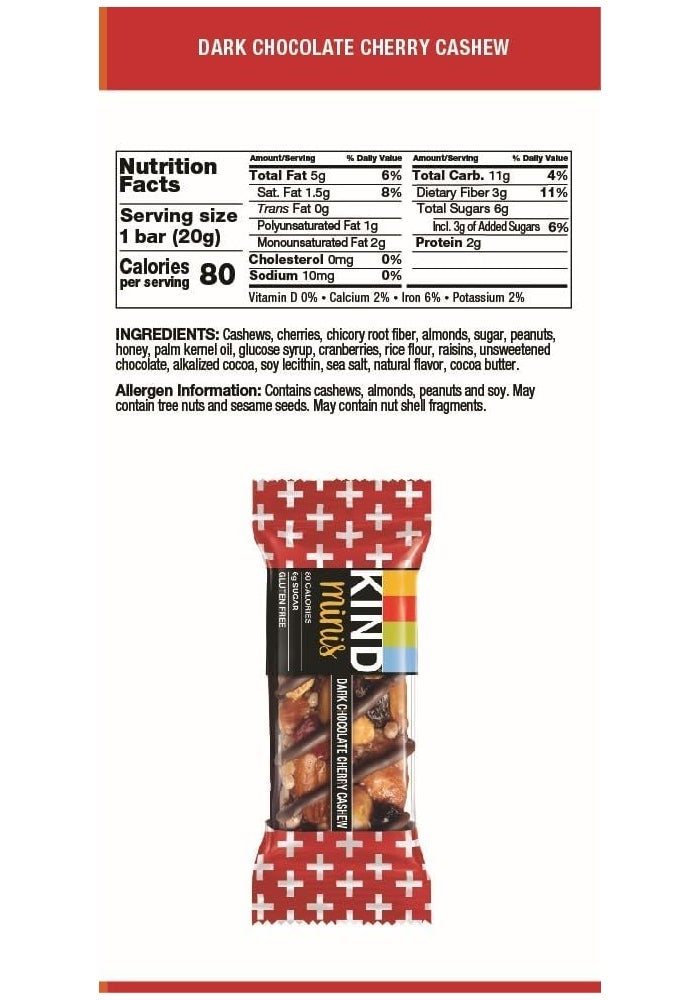 KIND Bar Minis Variety Pack - Dark Chocolate Nuts & Sea Salt, Caramel Almond & Sea Salt, Dark Chocolate Cherry Cashew - Healthy Gluten Free Snacks, 30 Count - Image 2