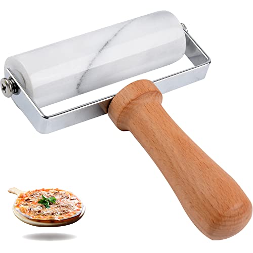Tianman Small Marble Rolling Pin Pizza Roller Marble Pastry Roller NonStick TType For Cake Baking Tortilla Fudge Pizza Cookies and Other Kitchen Baking Cooking Type 1 White
