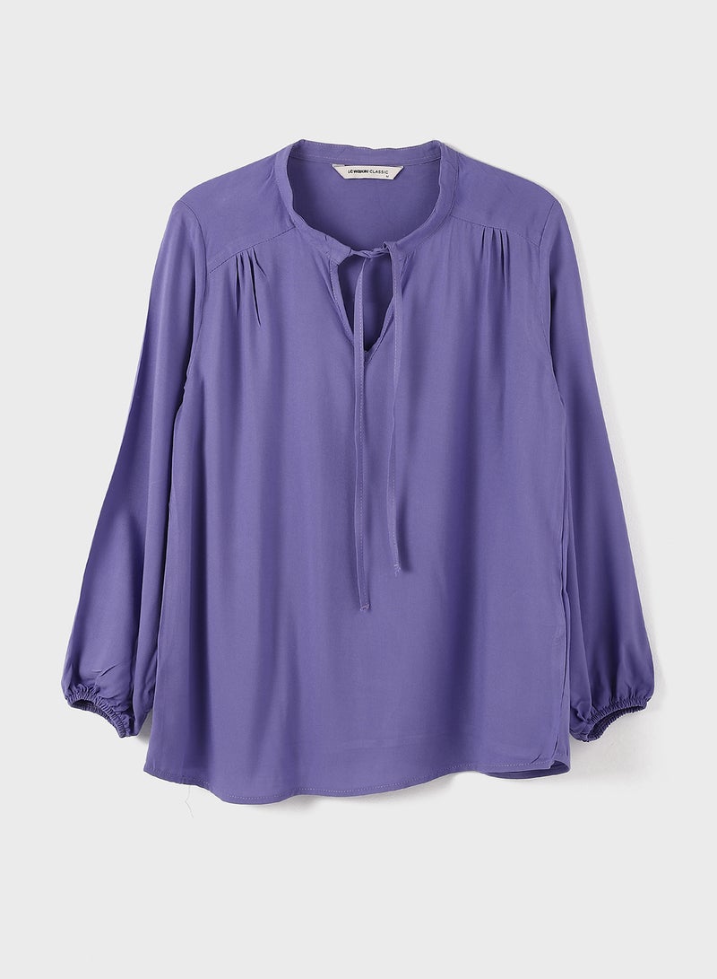 LC WAIKIKI Tie Neck Textured Blouse - Image 5