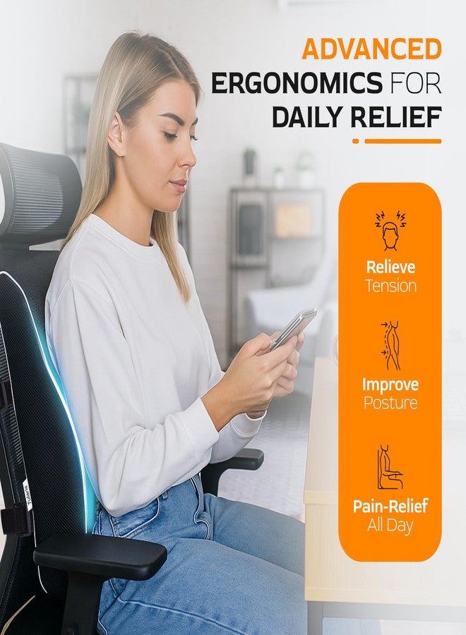 TULARIS Extra Dense Lumbar Pillow with Double Adjustable Straps - Ergonomic Lumbar Support Pillow for Office Chair, Car, Couch Firm Back Support for Lower Back & Spine Pain Relief Memory Foam Cushion - Image 4