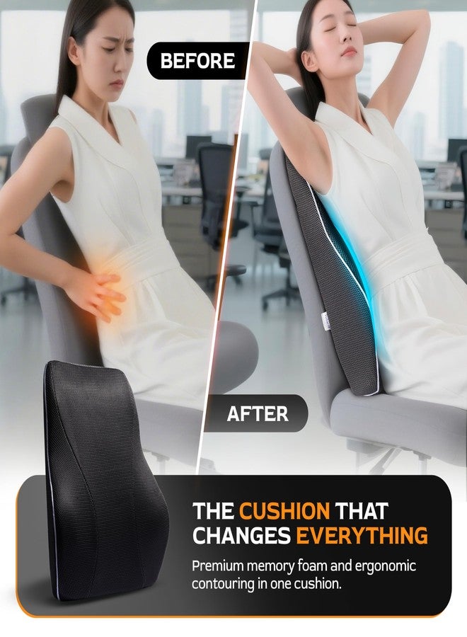 TULARIS Extra Dense Lumbar Pillow with Double Adjustable Straps - Ergonomic Lumbar Support Pillow for Office Chair, Car, Couch Firm Back Support for Lower Back & Spine Pain Relief Memory Foam Cushion - Image 5