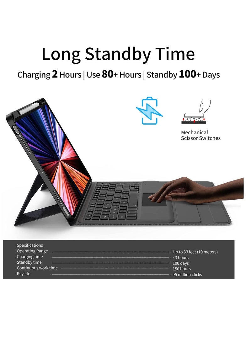 iPad Pro Keyboard 11 inches - Leather Keyboard Case With Touchpad for 10.9/11 inches Compatible Model A2228/A2068/A2230/A2231 II A1980/A2013/A1934/A1979 II A2325/A2324/A2316/A2072 & iPad Air Gen 5