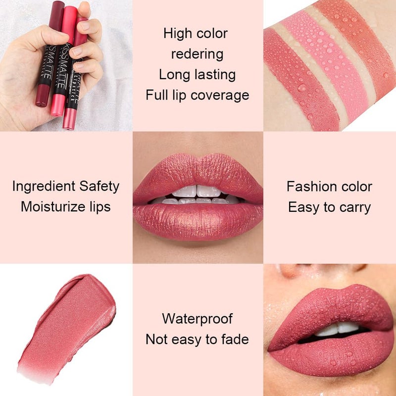 evpct 1Pcs Light Pink Metallic Lipstick and Lip Crayon Liner Pencil Pen Set for Women Lip Stain Long Lasting Waterproof labiales mate magicos 24 horas originales pintalabios permanente 24 horas 01 - Image 4