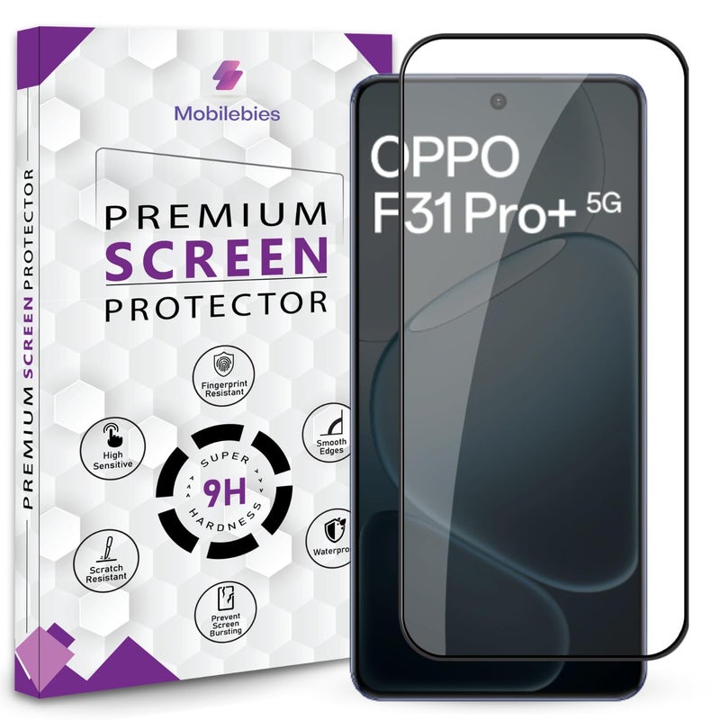 Mobilebies Premium Tempered Glass Screen Protector Guard For Oppo F31 Pro Plus 5G (6.8 Inch, Pack of 1) | Edge to Edge Coverage With Easy to installation kit - Image 1